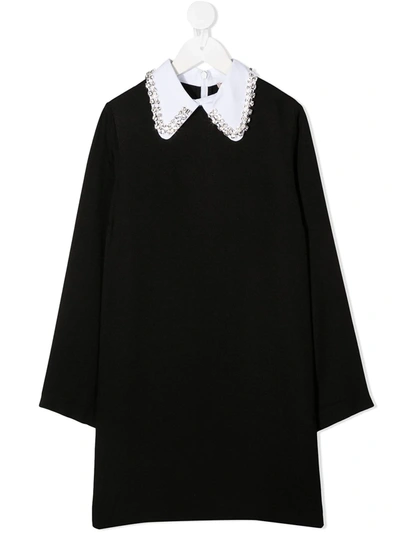 Shop N°21 Embellished Long-sleeve Dress In Black