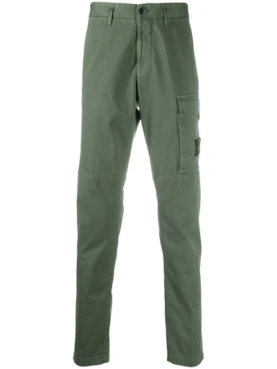 Shop Stone Island Logo Patch Cargo Trousers In Green