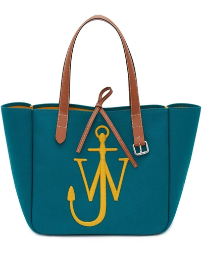 Shop Jw Anderson Logo-embroidered Tote Bag In Blue