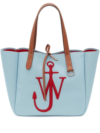 Shop Jw Anderson Logo-embroidered Tote Bag In Blue