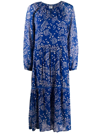 Shop Cecilie Copenhagen Stine Midi Dress In Blue