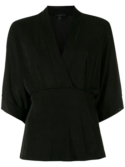 Shop Alcaçuz Sabrina Wrap-style Blouse In Black