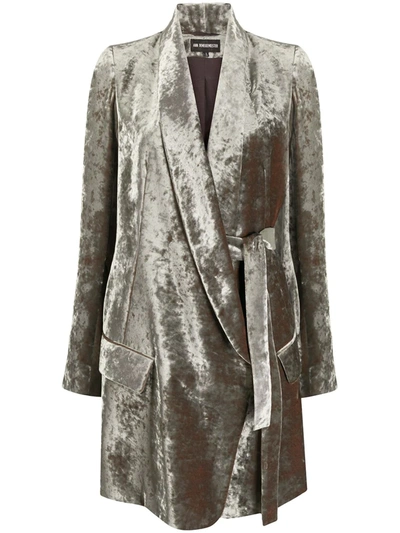 Shop Ann Demeulemeester Mid-length Velvet Coat In Green