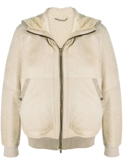 Shop Ajmone Shearling-lined Suede Jacket In Neutrals