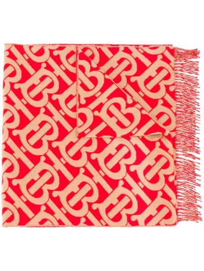 Shop Burberry Tb Monogram Scarf In Neutrals