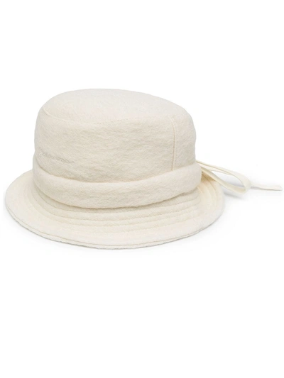 Shop Jacquemus Tie-detail Hat In White