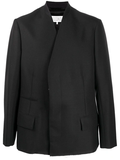 Shop Maison Margiela Collarless Blazer Jacket In Black