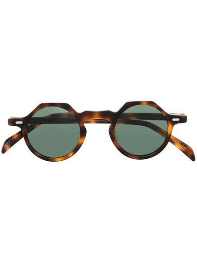 Shop Lesca Yoga Round-frame Sunglasses In Brown