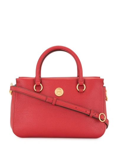 Shop Tory Burch Monogram Plaque Shoulder Bag In Red