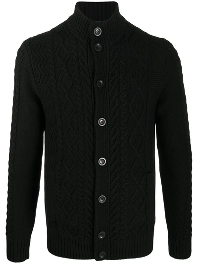 Shop Zanone Cable-knit Cardigan In Black