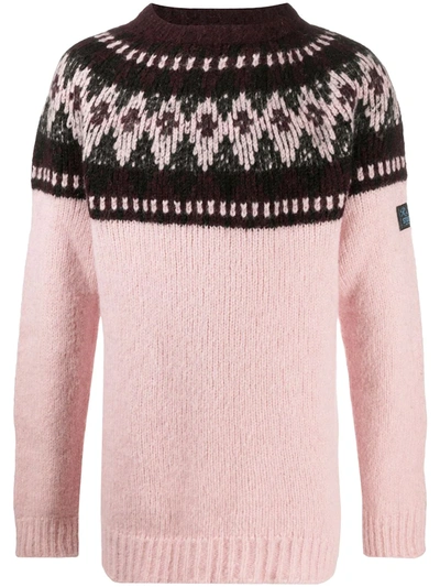 Shop Raf Simons Oversize Intarsia-knit Jumper In Pink