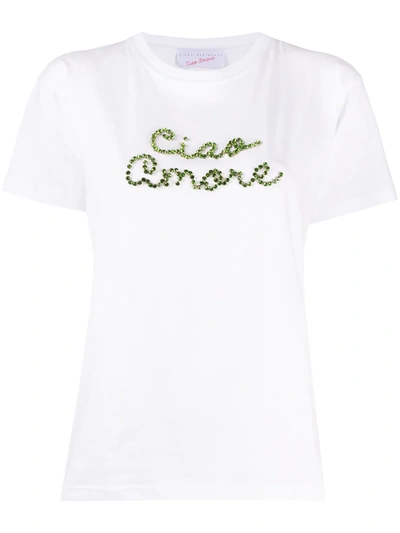 Shop Giada Benincasa Slogan Embroidered T-shirt In White