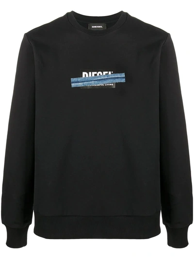 Shop Diesel S-girk-n83 Cotton Sweatshirt In Black