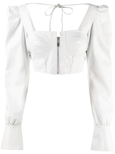 Shop Manokhi Milkmaid Square Neck Top In White