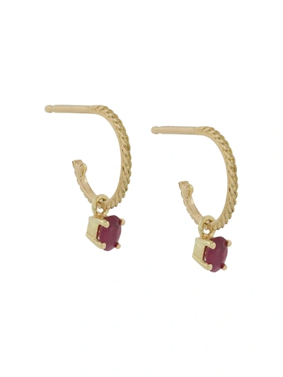 Shop Wouters & Hendrix Gold 18kt Yellow Gold Ruby Canale Grande Hoop Earrings