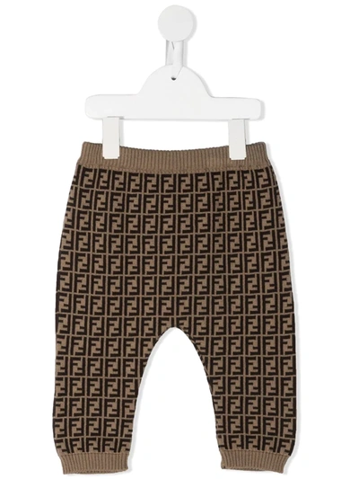 Shop Fendi Ff Motif Trousers In 棕色