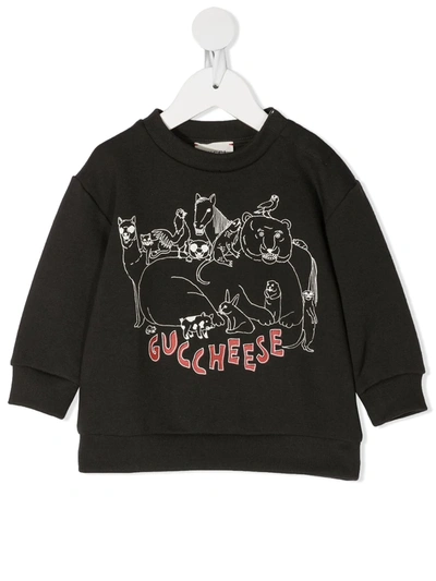 Shop Gucci Graphic Print Sweatshirt In 灰色