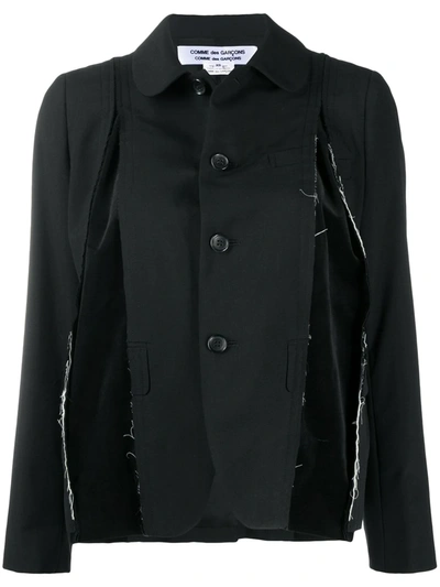 Shop Comme Des Garçons Ripped Fitted Jacket In Black