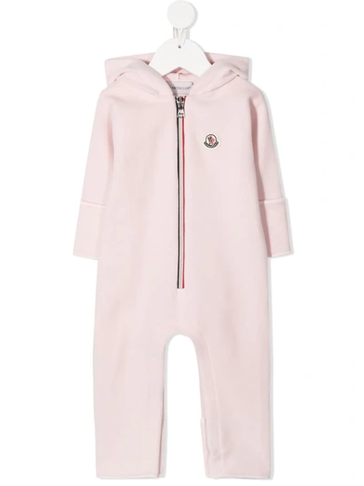 Shop Moncler Chest Logo Romper In Pink