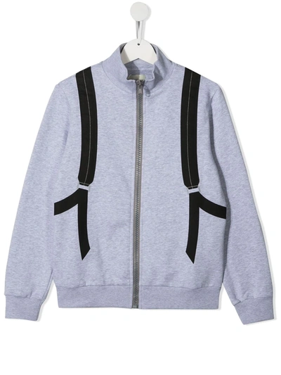 Shop Fendi Teen Ff Motif Backpack-print Sweatshirt In Grey