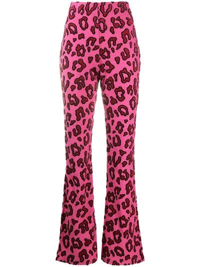 Shop Ambush Leopard-print Flared Trousers In Pink