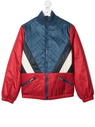 Shop Gucci Multi-panel Design Jacket In Red