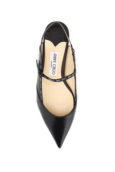 Shop Jimmy Choo Ree Flat Slingback Pumps With Logo Motif In Black