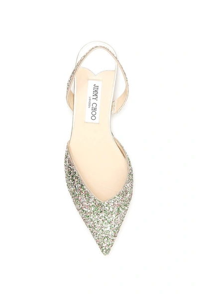 Shop Jimmy Choo Thandi Glitter Slingback Flats In Peppermint