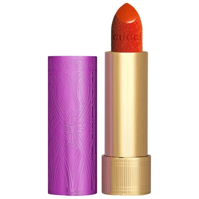 Shop Gucci Rouge À Lèvres Lunaison Glitter Lipstick 302 Agatha Orange 0.12 Oz/3.5g