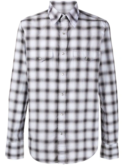 Shop Tom Ford Check Pattern Western Shirt In Blue