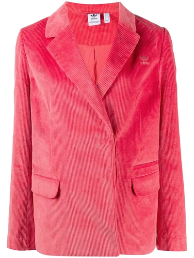 Shop Adidas Originals Corduroy Single-breasted Blazer In Pink