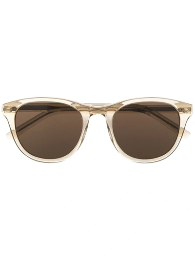 Saint Laurent Sl 401 Round-frame Sunglasses In Neutrals