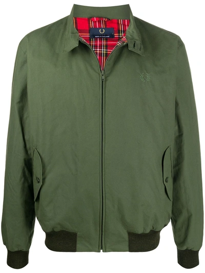 Shop Fred Perry Embroidered Logo Bomber Jacket In Green