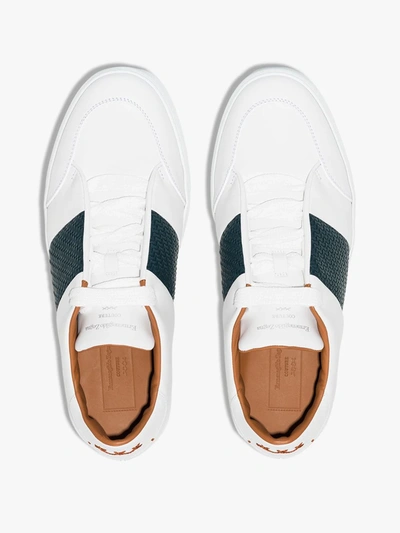 Shop Ermenegildo Zegna White Tiziano Weave Leather Sneakers