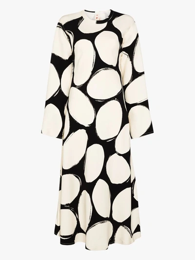 Shop Marni Polka Dot Midi Dress In White