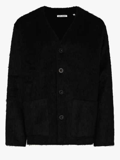 Shop Our Legacy Fluffy Button-up Cardigan In Black