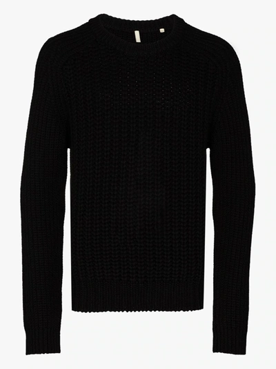 Shop Sunflower Ribbed Merino Wool Sweater In Black