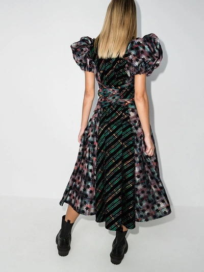 Shop Chopova Lowena Emper Patchwork Tartan Midi Dress In Black