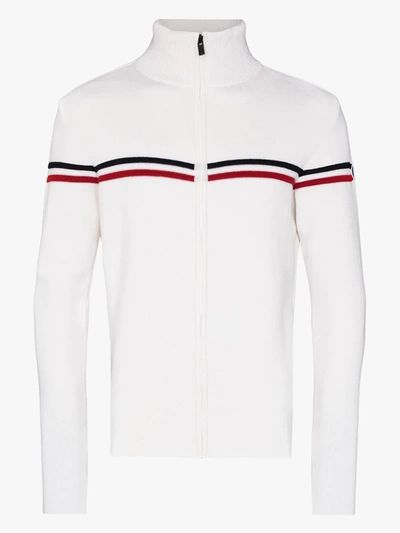 Shop Fusalp Wengen Fiz 2 Striped Wool Sweater In White