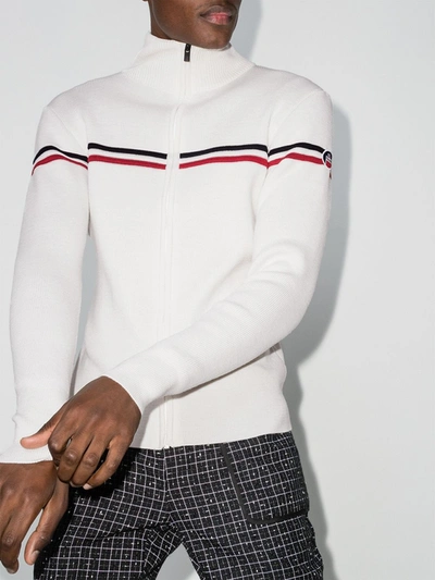 Shop Fusalp Wengen Fiz 2 Striped Wool Sweater In White