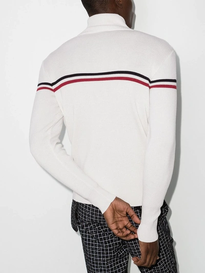 Shop Fusalp Wengen Fiz 2 Striped Wool Sweater In White