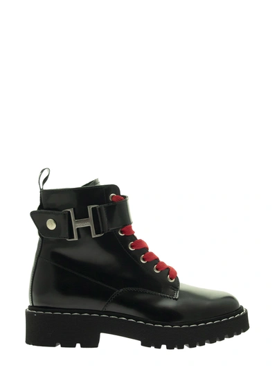 Shop Hogan Combat Boots Black