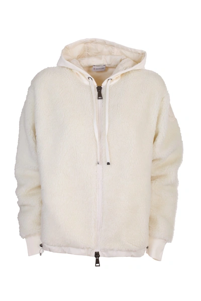 Shop Moncler Jacket Made Of Cotton Blend In Bianco