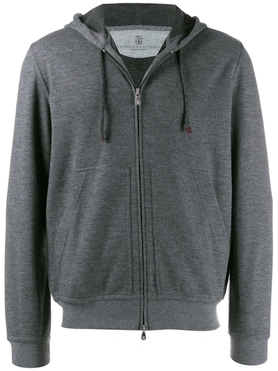 Shop Brunello Cucinelli Hooded Sports Jacket In Grey