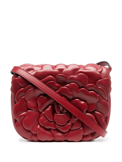 Shop Valentino Tiered Floral Clutch Bag In Red