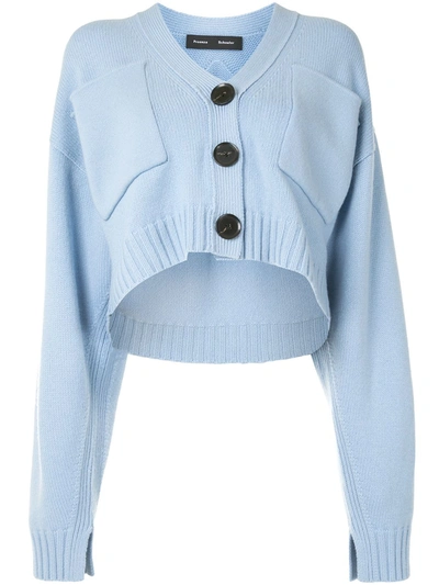 Shop Proenza Schouler Cropped V-neck Cardigan In Blue