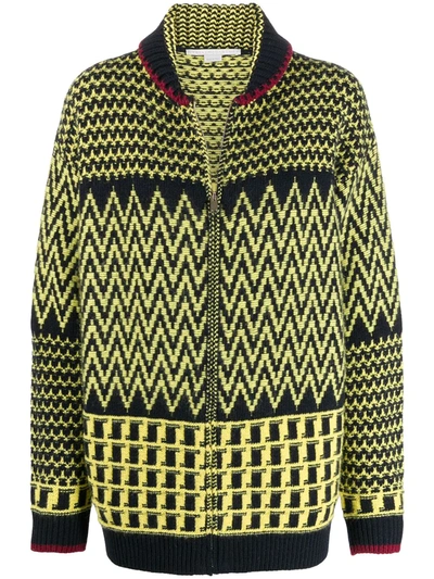 Shop Stella Mccartney Patterned-knit Zipped Cardigan In Black