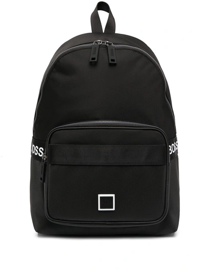 Shop Hugo Boss Logo Patch Backpack In Black