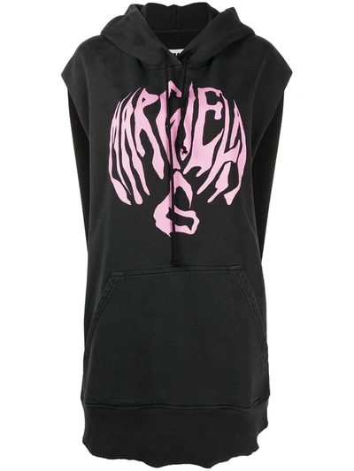 Shop Mm6 Maison Margiela Oversize Sleeveless Hoodie In Black