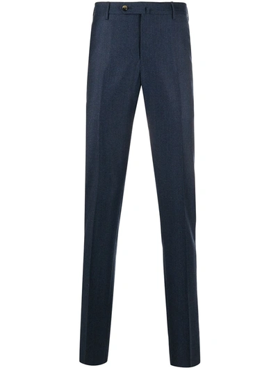 Shop Pt01 Slim Fit Check Trousers In Blue